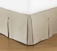 I had some straight pins with white heads so i used them to prevent the drooping. Pleated Button Cotton Bed Skirt Pottery Barn