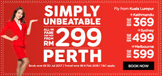 Now till 31 march 2018. Airasia Flight Ticket Sale One Way All In Fare Kl Taipei Rm249 Beijing Perth Shanghai Rm299 Booking Until 30 July 2017 Travel Until 8 February 2017 Harga Runtuh Durian Runtuh