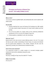 Actual study completion date : Principles And Practice Of Breast Care School Of Nursing Midwifery