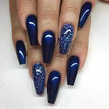 Blue can be calm and energetic, soft and cheeky and can be used to create an almost. Midnight Blue Med Blatt Glitter Nail Design Nail Art Nail Salon Irvine Newport Beach Nail Designs Glitter Blue Nails Cute Acrylic Nails