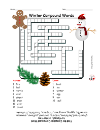 Winter Compound Words Crossword Puzzle Compound Words Winter Classroom Activities Winter Words