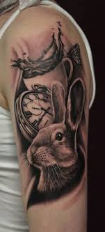 Black Alice In Wonderland Tattoos The Rabbit From Alice In Wonderland Black And Gray Realistic Tattoo By Angel Mihov Palitra Tattoo Sf Wonderland Tattoo Black And Grey Tattoos Animal Tattoos