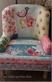 Have A Daily Cup Of Mrs Olson Sweet Tweets Patchwork Chair Patchwork Furniture Chair Upholstery