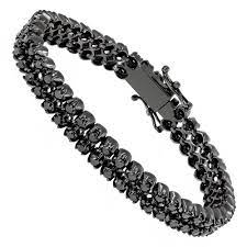 Luxurman Black Diamond Bracelets For Men This 2 Row Men S Diamond Tennis Bracelet Features Class Black Diamond Bracelet Mens Diamond Jewelry Bracelets For Men