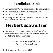 Traueranzeigen von Herbert Schweitzer