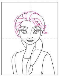 First, draw six u shaped sections of hair extending past her neck. How To Draw Elsa Art Projects For Kids