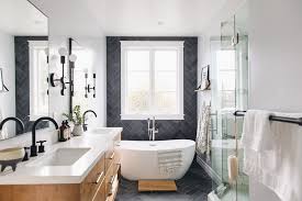 Subway tile on the sink and shower area; 16 Subway Tile Ideas