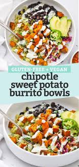 Chipotle Sweet Potato Burrito Bowls Loaded With Flavor Recipe Sweet Potato Recipes Healthy Sweet Potato Dinner Sweet Potato Burrito