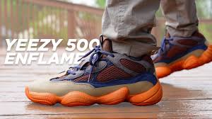 The yeezy 500 features an upper composed of cow suede, premium leather and mesh. Adidas Yeezy 500 Enflame Review On Foot Youtube