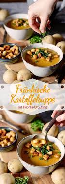 Frankische Kartoffelsuppe Mit Paprika Croutons Ina Isst Kartoffelsuppe Kartoffelsuppe Vegetarisch Kartoffelsuppe Rezept