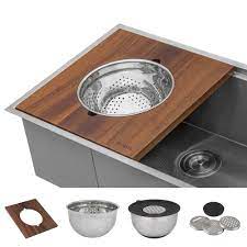Camp kitchen including kitchen sink. 45 Inch Workstation Two Tiered Ledge Kitchen Sink Undermount 16 Gauge Stainless Steel Ruvati Usa