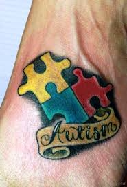 Awesome autism puzzle full sleeve tattoo. 23 Adorable Autism Tattoos On Foot
