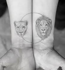 Couple Lion Lioness Tattoo Best Couple Tattoos Matching Couple Tattoos Lion And Lioness Tattoo