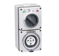 5 Pin 10A 500V Round Pin Switched Socket Combination