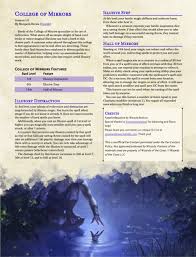 Morgan S Magic Brewery College Of Mirrors Bard Is A Subclass For Tricky