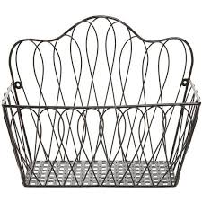Decorative Black Metal Wire Loop Design Wall Mounted Magazine Holder Bin Fruit Basket Rack Mygift Wall Mounted Wire Baskets Baskets On Wall Wall Design