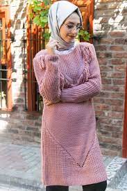 2018 tesettur triko tunik modelleri moda stilleri triko basortusu modasi