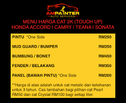 Antara senarai harga perkhidmatan adalah seperti berikut Salam Petang Rabu Bagi Yang Am Painter Auto Services Facebook