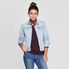 Women S Essential Freeborn Denim Jacket Universal Thread Light Wash Target
