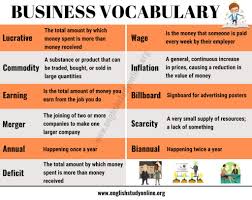 Business Vocabulary List Of 11 Important Words Used In Business English Study Online Good Vocabulary Words Good Vocabulary Vocabulary