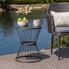 Amazon Com Great Deal Furniture Fern Outdoor 16 Inch Matte Black Iron Side Table Garden Outdoor Patio Side Table Metal Side Table Side Table