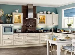 Teal Wall Color With Shaker Styled Cabinet For Colonial Kitchen Decorating Ideas Using Brown Kitchen Colors Painted Kitchen Cabinets Colors White Kitchen Paint