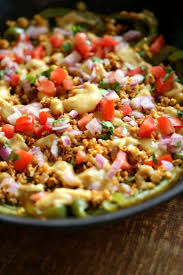Bell Pepper Nachos With Cauliflower Taco Meat Vegan Nacho Cheese Sauce Vegan Richa Recipe Vegan Nachos Stuffed Peppers Cauliflower Tacos