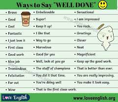 Well Done Synonyms English Vocabulary Words Book Writing Tips Second Grade Writing
