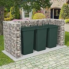Festnight Gabione Mulltonnenbox Mulltonnenverkleidung Fur 3 Mulltonnen U Formig 250 X 100 X 120 Cm Stahl Amazon Hintergarten Gartengestaltung Gartendekoration