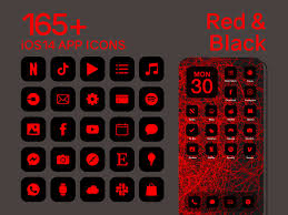 Ios Black Red App Icons 230 Red On Black Minimal Ios 14 Etsy App Icon Black App Iphone Wallpaper App