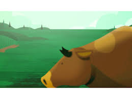 Gambar latar dan templat powerpoint (ppt) sapi untuk presentasi anda. Cows And Mud Cow Animation Illustration
