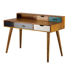 5 Drawer Solid Mango Wood Desk Maisons Du Monde Us In 2020 Wood Desk Mango Wood Desk Desks For Small Spaces