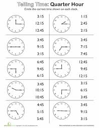 Telling Time On The Quarter Hour Match It Time Worksheets 2nd Grade Math Worksheets Second Grade Math