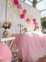 Pink And White Flower Backdrop Pink Baby Shower Decorations Baby Shower Backdrop Girl Shower Themes