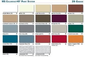 classic rib metal roofing panel color chart for