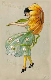 Art Deco Fantasy Daisy Flower Lady Instant Digital Download Etsy Art Funny Art Vintage Drawing