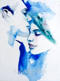 Tiffany Love Romance Kiss Print from Original Watercolor Painting