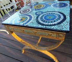 Blue Concentric Circle Mosaic Tabletop Glass Tile On Mdf Mosaic Table Top Glass Tile Resin Table Top