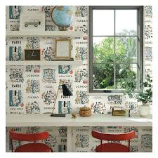 Muralsyourway.com has been visited by 10k+ users in the past month Rifle Paper Co City Maps Blue Red Peel Stick Wallpaper Relish Decor