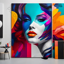 Vibrant Woman Poster Wall Art Painting In The Living Space Photo