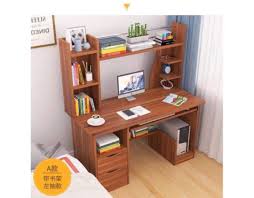 Modern design for a minimalistic computer desk for offices, made out of light pine wood top with a frame made out of stainless steel with a black coat of paint. Computer Desktop Table With Shelf And Drawer Wooden Minimalist Design Furniture Home Living Furniture Tables Sets On Carousell