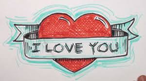 Hmmm, do i trust myself to be able to draw a perfectly symmetrical heart. How To Draw Heart With Banner I Iove You Drawing Mat Youtube