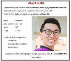 We did not find results for: Ppi Taiwan Info Orang Hilang Missing Person Mohon Facebook