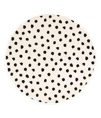 Black And White Polka Dot Rug White X2f Dotted Round Rug In Woven Cotton Fabric With A Printed Pattern At Front Non Slip Protection At Back Affordable Rugs Polka Dot Rug White Rug