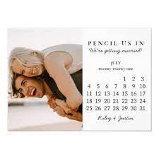 Pencil Us In Save The Date July 2021 Calendar Invitation Zazzle Com Save The Date Save The Date Cards Floral Save The Dates