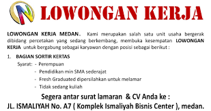 Jun 19, 2021 · pada seleksi cpns 2021, kemenhub membuka lowongan sebanyak 2.445 formasi. Info Loker Medan Terbaru I Unit Usaha Percetakan Medan Medanloker Com Lowongan Kerja Medan