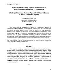 Abstrak Filipino Thesis Abstract Tagalog Thesis Title Ideas For College