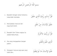 Terjemahan al quran bahasa melayu. Tuliskan Surat Al Alaq Ayat 1 5 Lengkap Dan Artinya Brainly Co Id