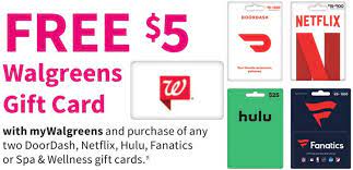 Doordash, netflix, hulu, fanatics or spa & wellness gift cards are on sale for $25 each at walgreens. Expired Walgreens Buy 2x Select Gift Cards Get 5 Walgreens Gift Card Free Netflix Doordash Hulu More Gc Galore