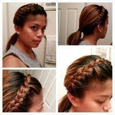One Sided French Braid Headband Into Low Ponytail Hairbymeeler Up Dos For Medium Hair Medium Hair Styles Low Ponytail